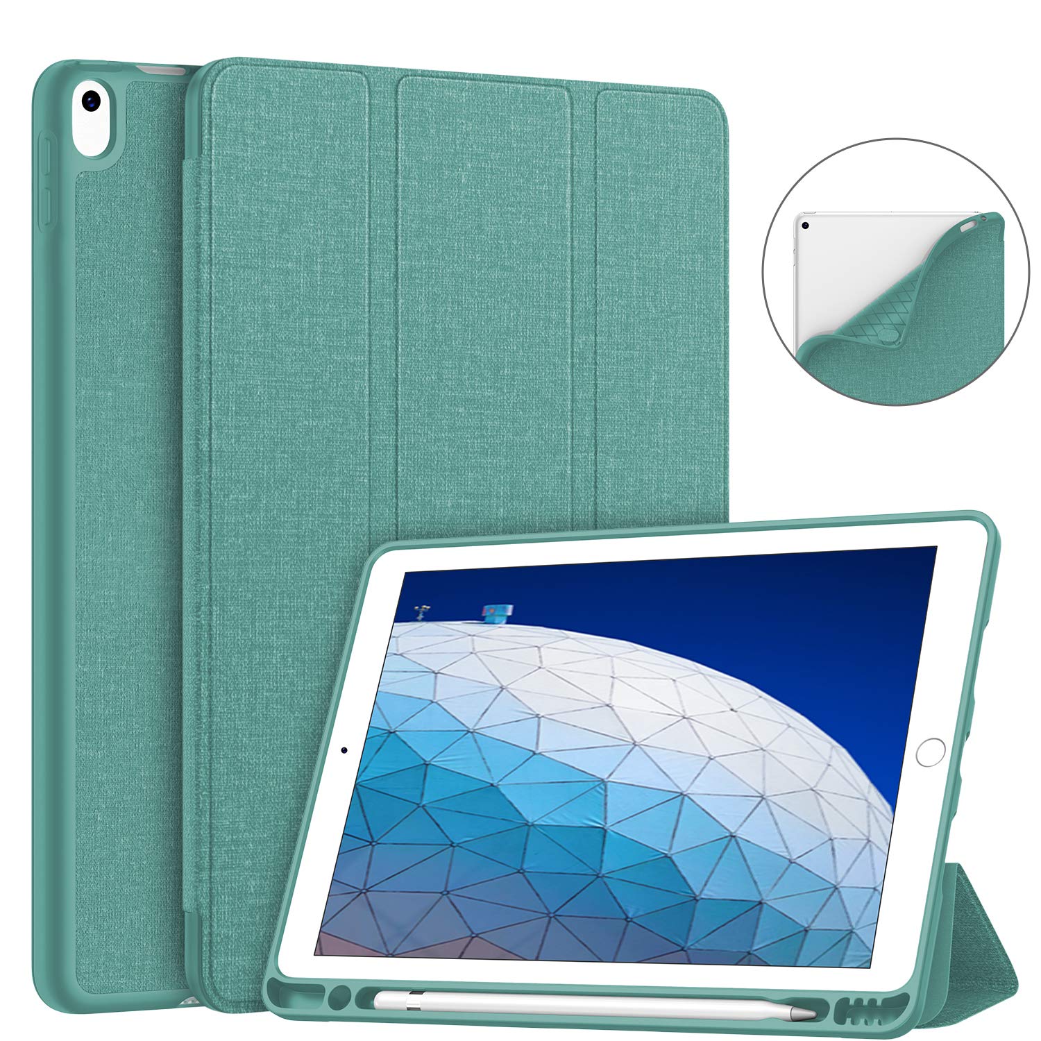 Premium Smart Case for iPad Air 3 (2019) & iPad Pro 10.5 (2017) - Ultra Slim TPU Back Cover with Pencil Holder | Auto Sleep/Wake | Strong Protection | Lake Blue | Perfect for Work, Travel & School Use