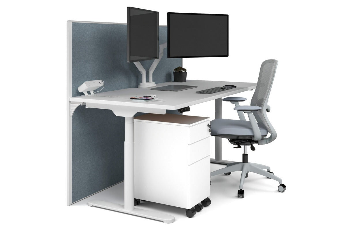 Flexi Premium Height Adjustable Single Workstation Desk - 1600L x 800W with Cable Management Scallop | Ergonomic Standing Desk for Home Office & Workspace
