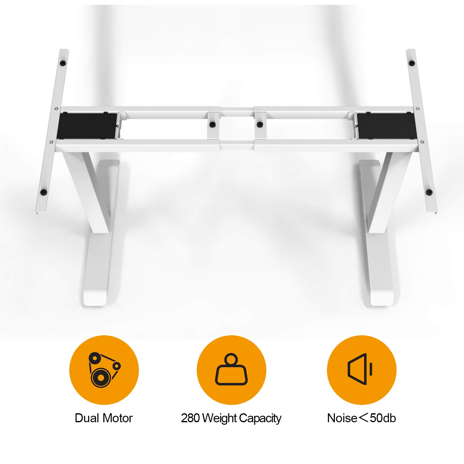 MCombo Dual Motor Electric Adjustable Standing Desk Frame - 4 Memory Positions, Heavy Duty Stand Up Desk Base, Frame Only 1688 (White) - Perfect for Home Office, Gaming & Workspace Ergonomics