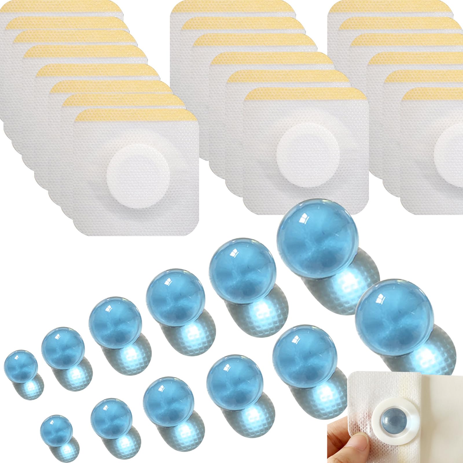 12PCS Ball-Shape Belly Button Plugs for Post Tummy Tuck Surgery - 6 Sizes (2 Each) + 20pcs Medical Tape - Ideal for Liposuction & Umbilical Hernia Recovery (Blue) - Perfect for Post-Op Care & Comfort After Abdominal Procedures