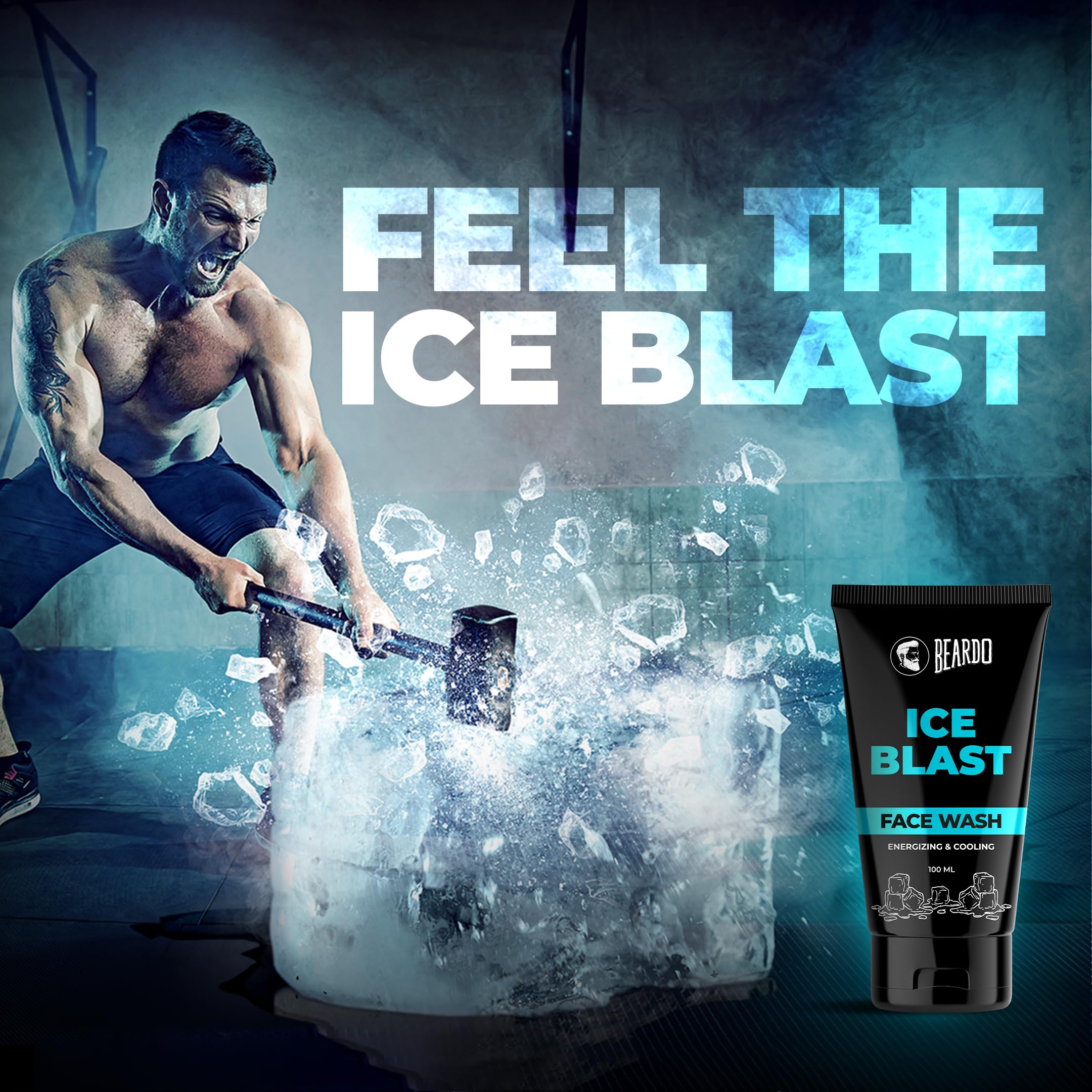 BEARDO Ice Blast Cooling Face Wash for Men - 100ml | Instant Cooling & Hydrating with Aloe Vera, Vitamin E & Menthol | Refreshing Facial Cleanser for Oily & Normal Skin | Perfect for Post-Workout, Morning Routine & Hot Weather Use