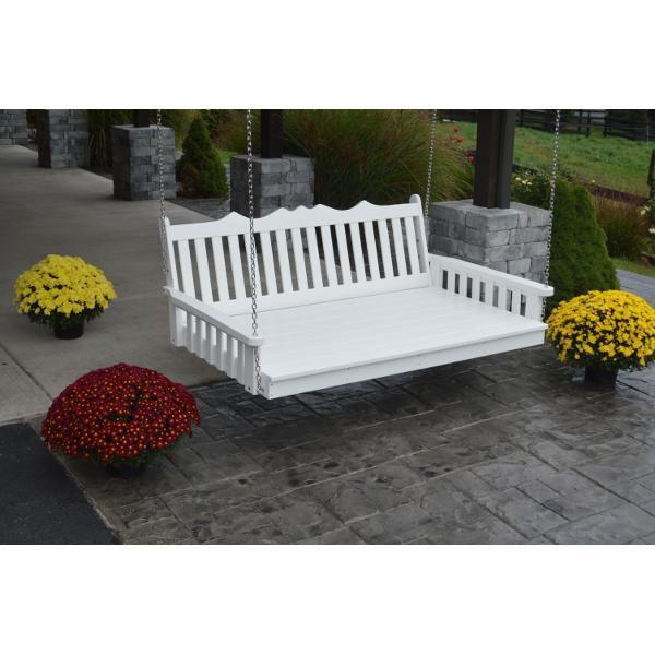 A & L Furniture Poly Royal English Swing Bed - Outdoor Patio Hanging Bed for Garden, Porch, and Backyard Relaxation