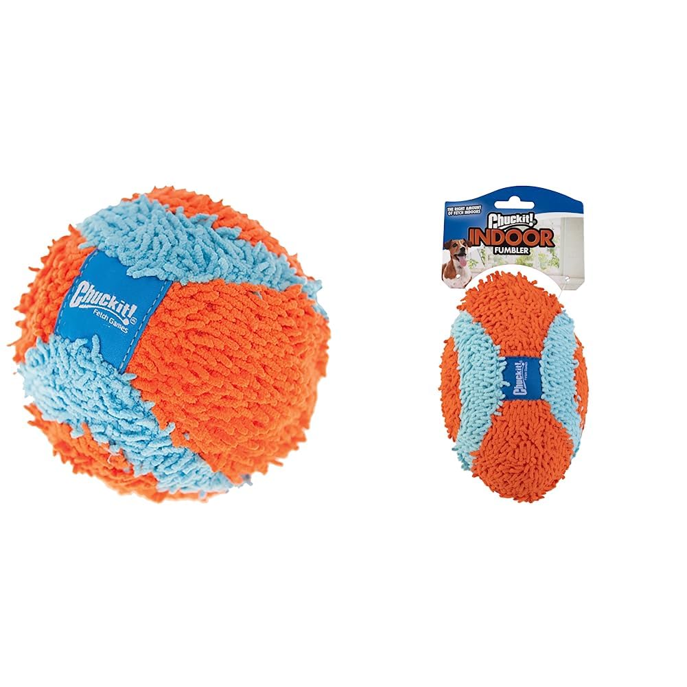 Chuckit! Indoor Fetch Ball and Fumbler Dog Toys - Durable Orange & Blue Interactive Pet Toys for Small & Medium Dogs - Perfect for Indoor Play, Training & Exercise