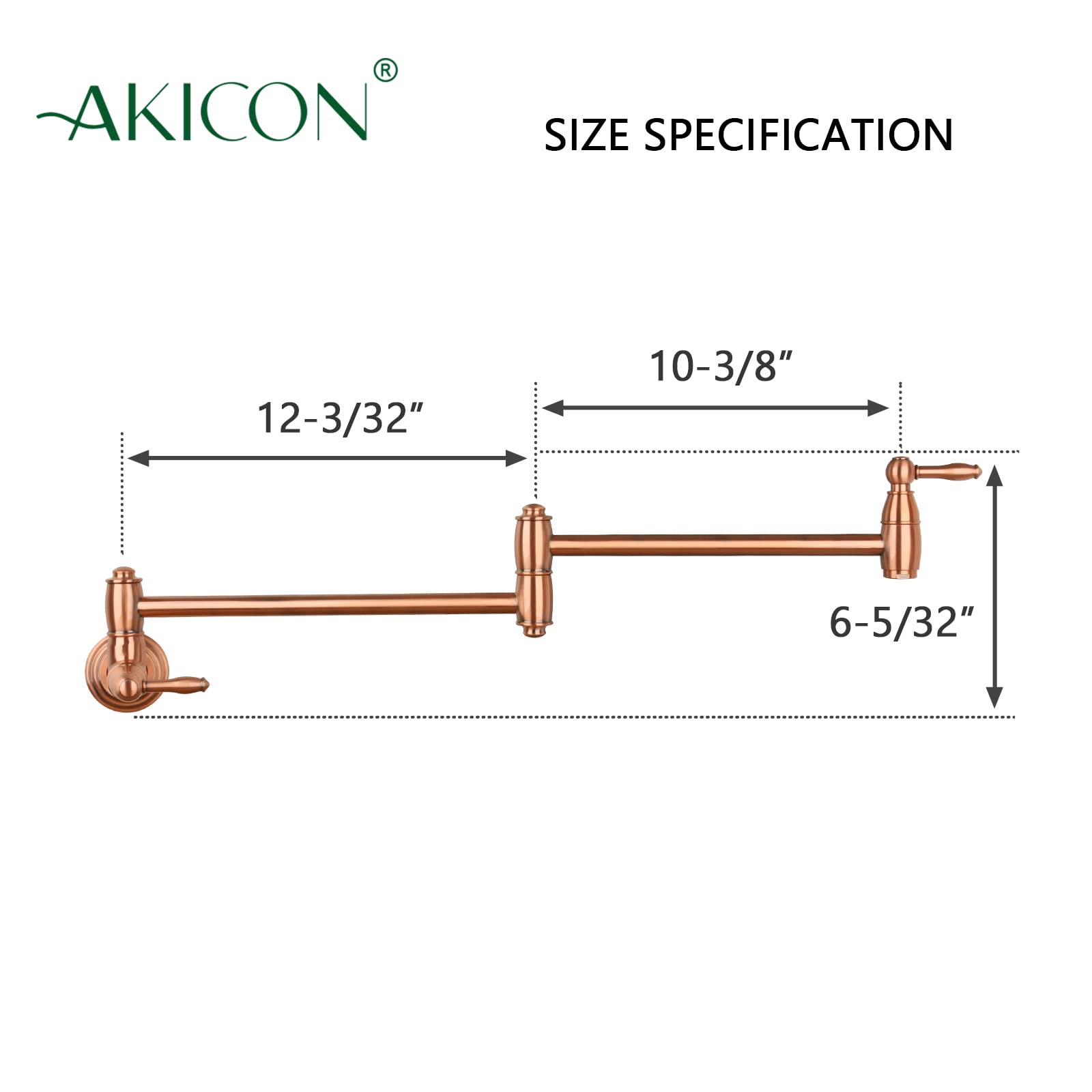 Akicon Wall Mounted Copper Kitchen Faucet Pot Filler with 5-Year Warranty - High-Arc Swing Spout for Easy Pot Filling - Perfect for Home Chefs and Busy Kitchens