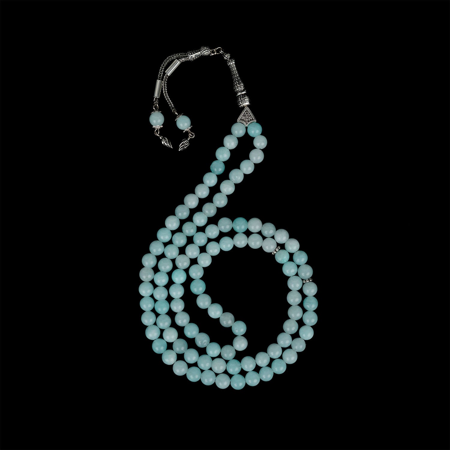 Premium Teal Jade Stone Muslim Prayer Beads - Smooth Islamic Rosary for Meditation, Dhikr & Spiritual Practice | Perfect Gift for Eid, Ramadan & Daily Worship