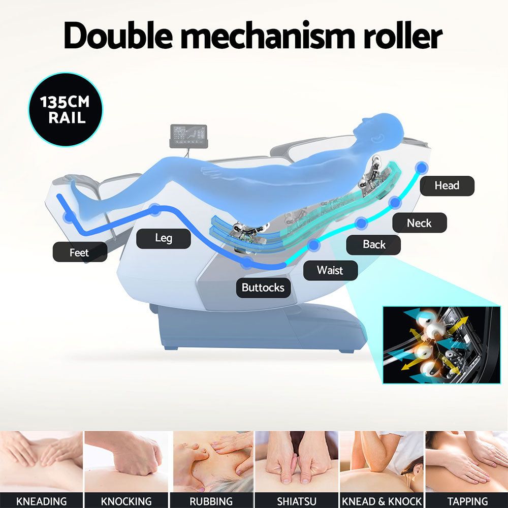 Livemor 4D Massage Chair with Double Core Mechanism - Full Body Electric Recliner in Melisa White | Perfect for Home, Office & Relaxation Therapy