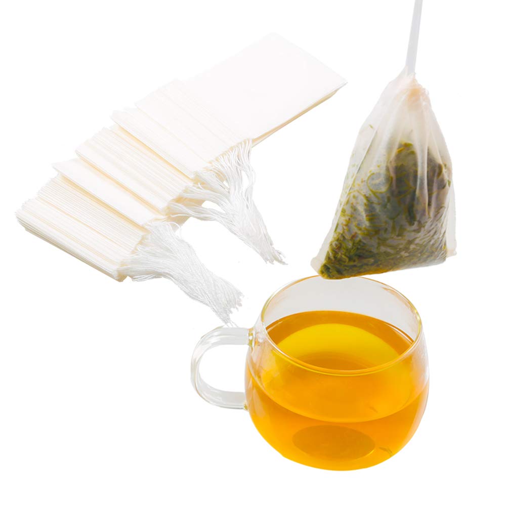 Premium Disposable Tea Filter Bags - 200 Count Natural & Safe Drawstring Empty Tea Infusers for Loose Leaf Tea (3.15 x 3.94 Inch, White) - Perfect for Home Brewing, Office Use & Gift Packaging