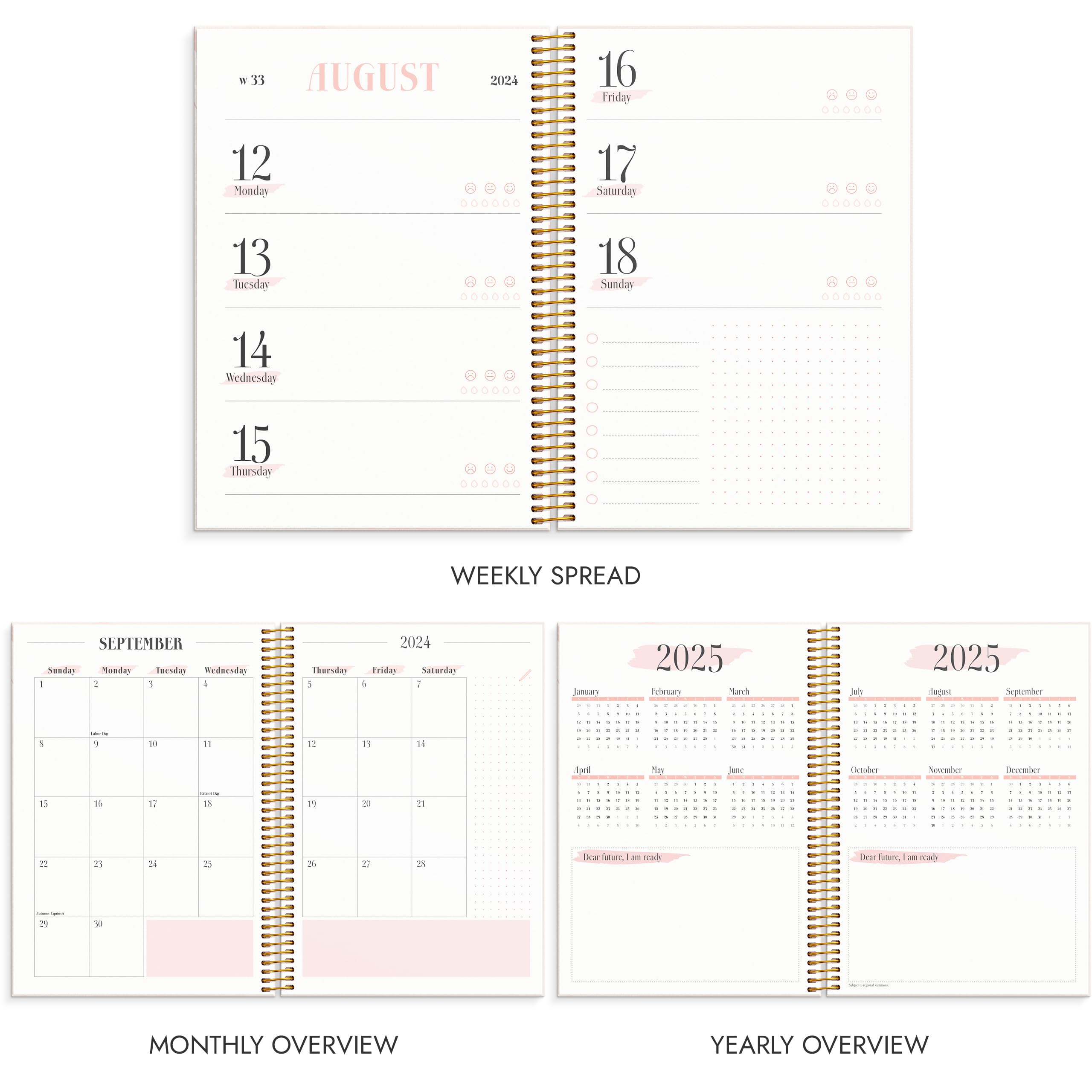 2024 Weekly & Monthly Planner - A5 Hardcover Life Organizer (8.3x5.8 Inches) with Stickers | December 2023-January 2025 | Thick Paper, Yearly Overview | Perfect for Students, Professionals & Goal Tracking