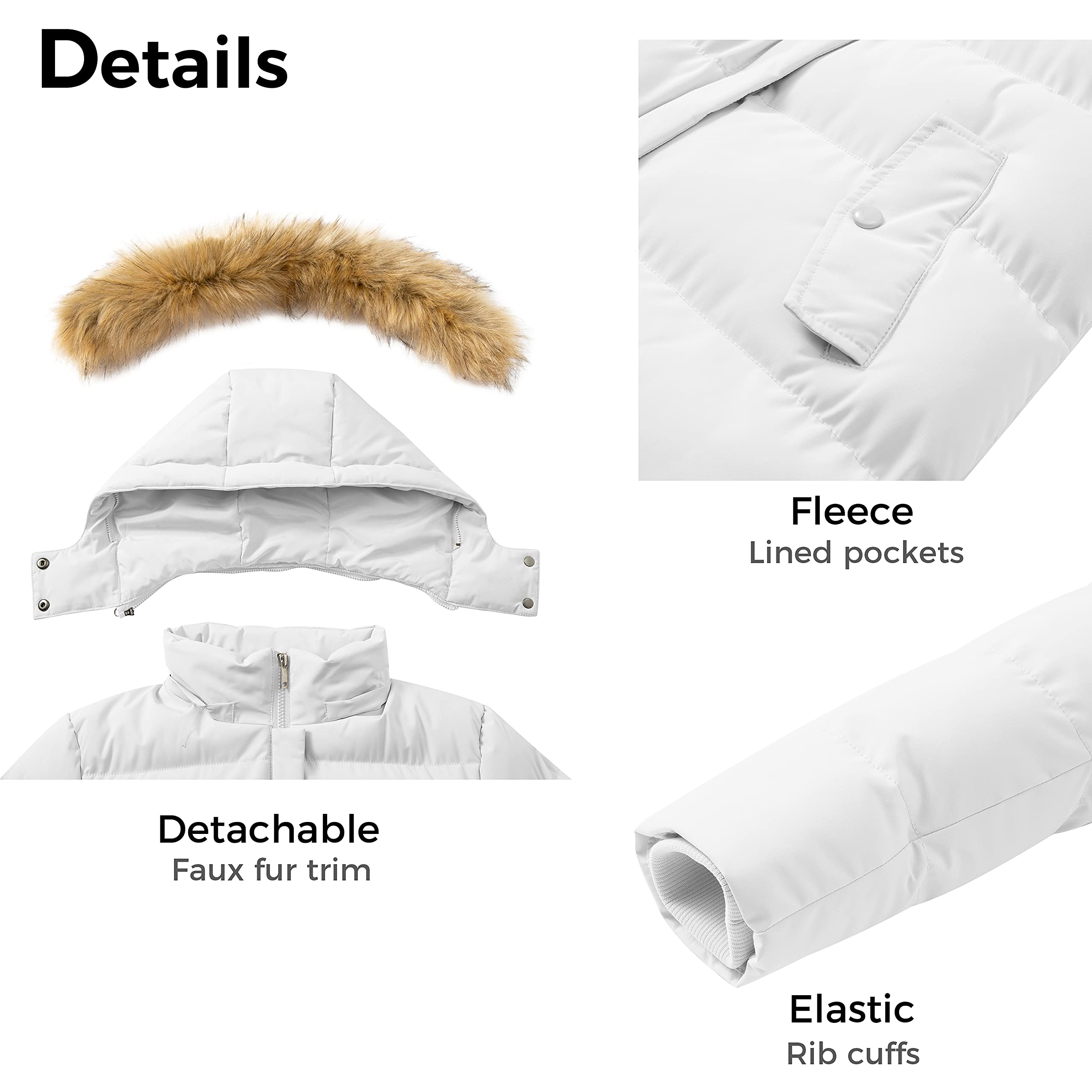 WenVen Women's Winter Thickened Puffer Coat - Warm Faux Fur Hooded Jacket with Detachable Hood | Cold Weather Outerwear for Snow, Skiing & Daily Winter Fashion