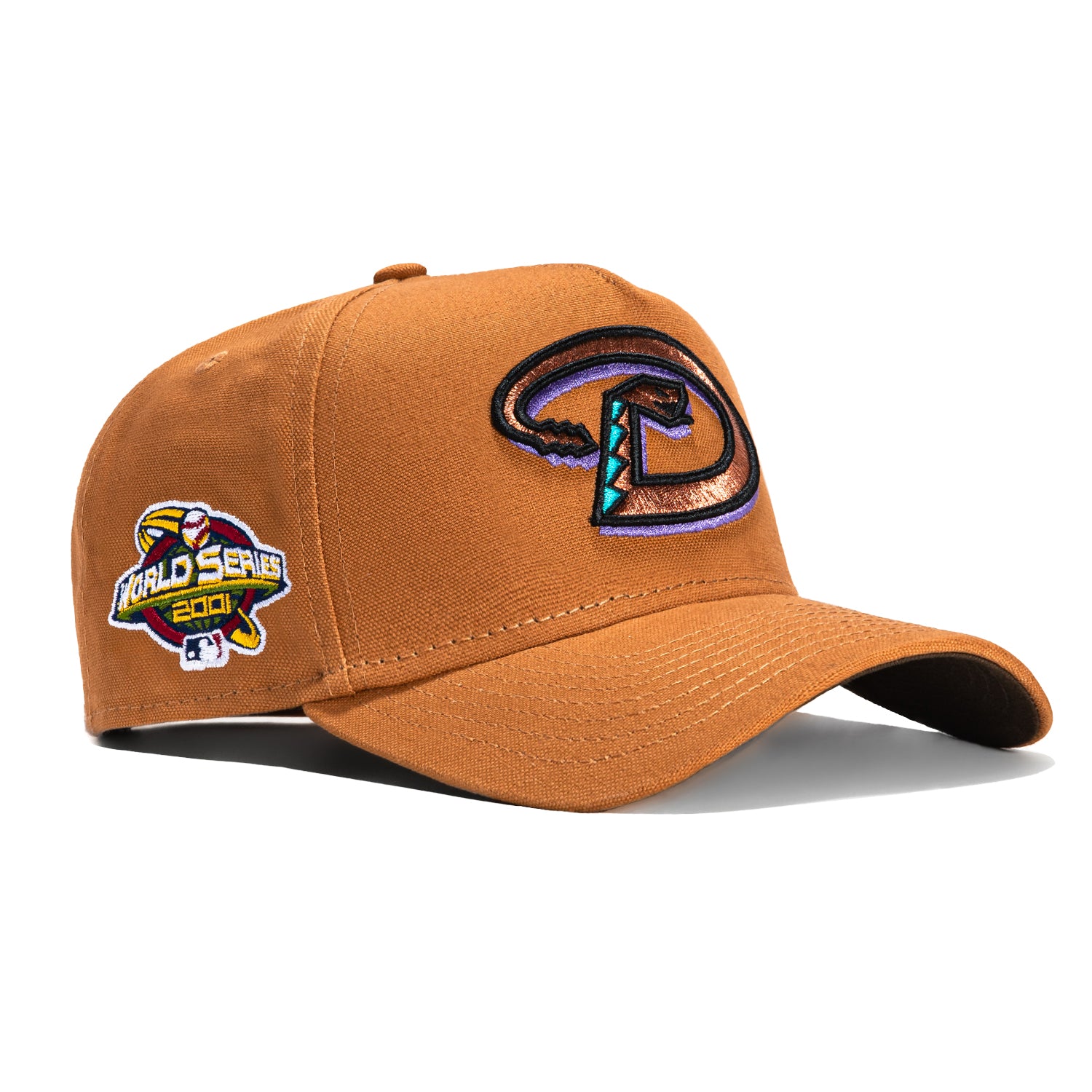 New Era 9Forty Arizona Diamondbacks 2001 World Series Patch Snapback Hat - Khaki Adjustable Baseball Cap for Men & Women - Perfect for Sports Fans, Game Day, and Casual Wear