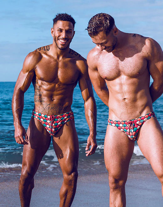 2EROS Retro Swim Briefs for Men - Vintage Style Red Swimwear - Perfect for Beach, Pool & Summer Vacations
