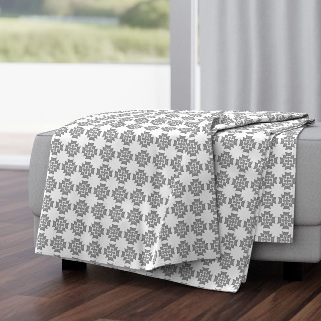 Soft Plush Minky Throw Blanket 50x70 Inches - Cross Grey Geometric Southwestern Print Cozy Blanket for Bed, Sofa & Travel | Home Decor Gift