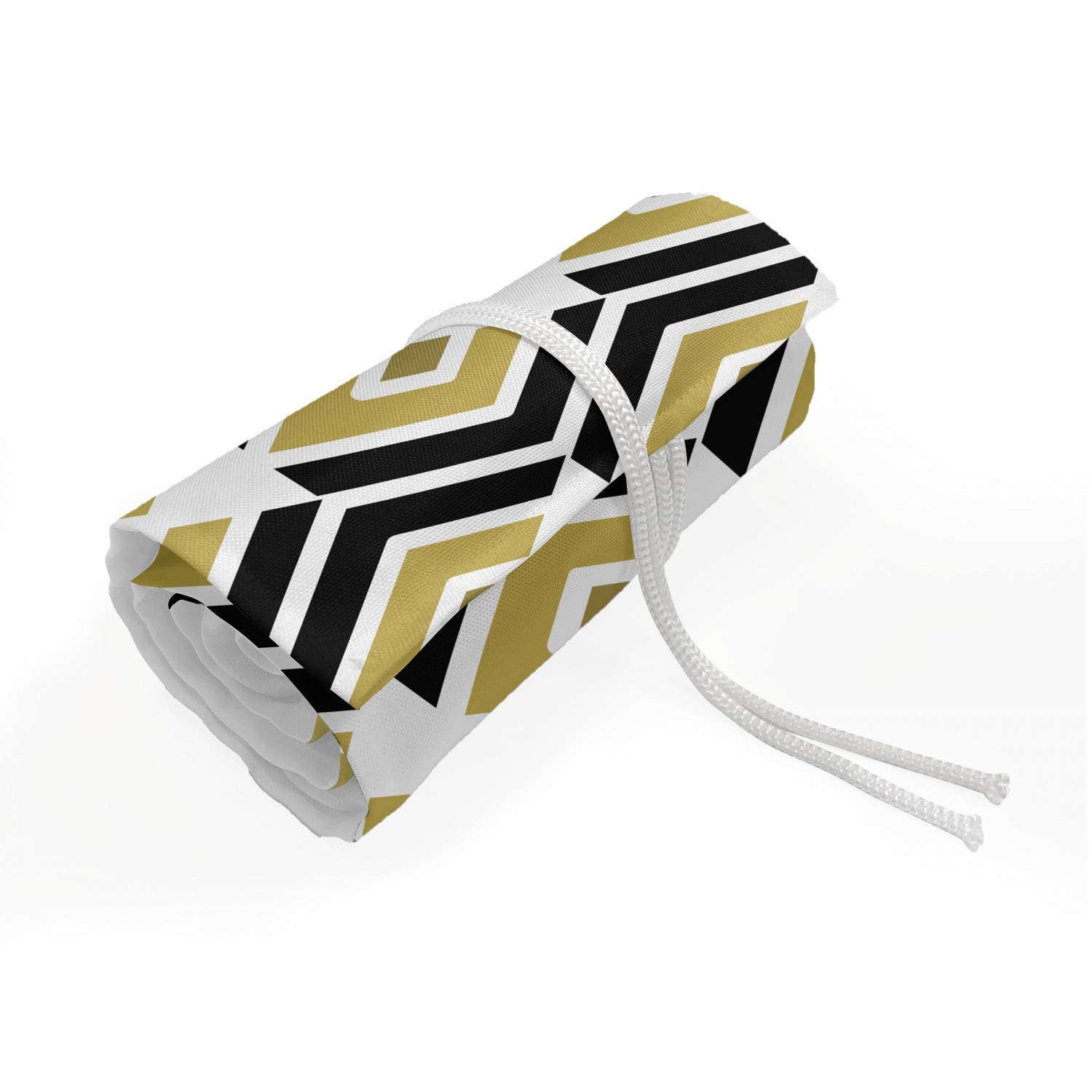 Ambesonne Abstract Roll Up Pencil Holder - Modern Geometric Rhombus Design Artist Pencil Case with 72 Loops for Drawing, Painting & School Supplies - Blue Grey Multicolor | Perfect for Artists, Students & Office Organization