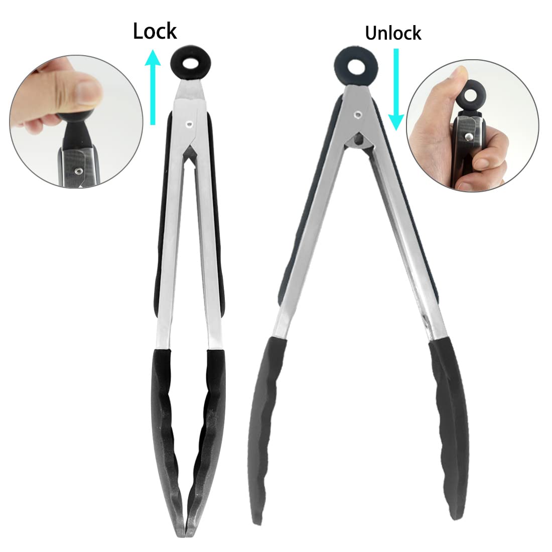 Heat-Resistant Silicone Kitchen Tongs - 9 Inch Non-Slip Grip with Soft Silicone Tips - Perfect for BBQ, Air Fryer, Frying, and Cooking - Ideal for Grilling, Serving Salads, and Handling Hot Foods Safely