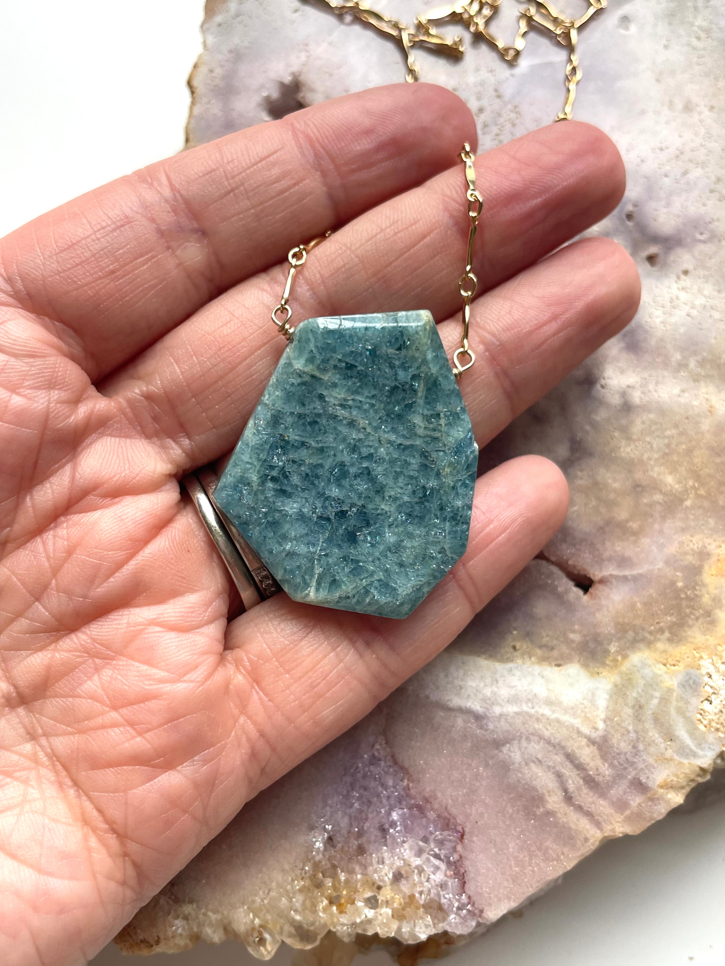 Stunning Large Blue Aquamarine Statement Necklace - 14K Gold Filled Jewelry for Women - Perfect for Weddings, Parties & Special Occasions