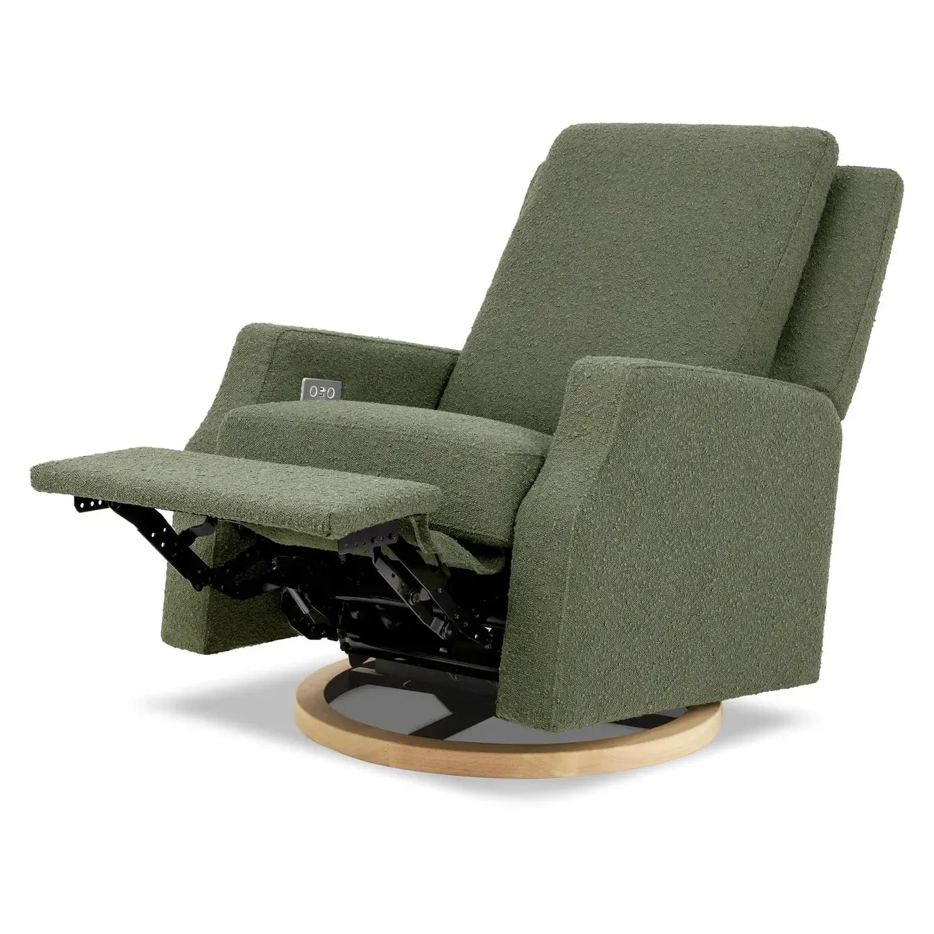 Namesake Crewe Electric Recliner & Swivel Glider Chair - Olive Boucle Fabric with Wood Base | Modern Living Room Furniture for Relaxing & Entertaining