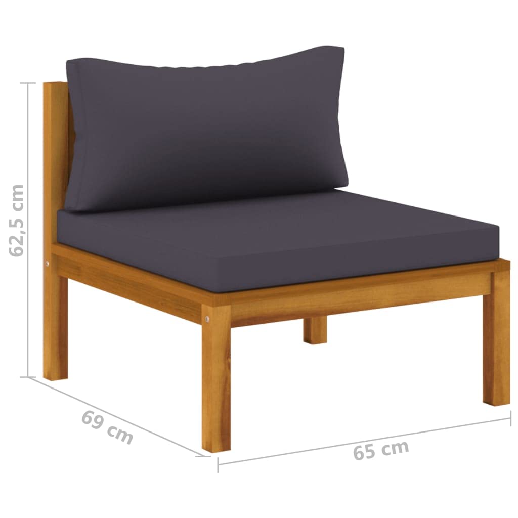 vidaXL 6-Piece Acacia Wood Patio Lounge Set with Cushions - Outdoor Modular Sofa Seating for Garden, Terrace & Backyard - Weather-Resistant Wooden Furniture for Relaxing & Entertaining