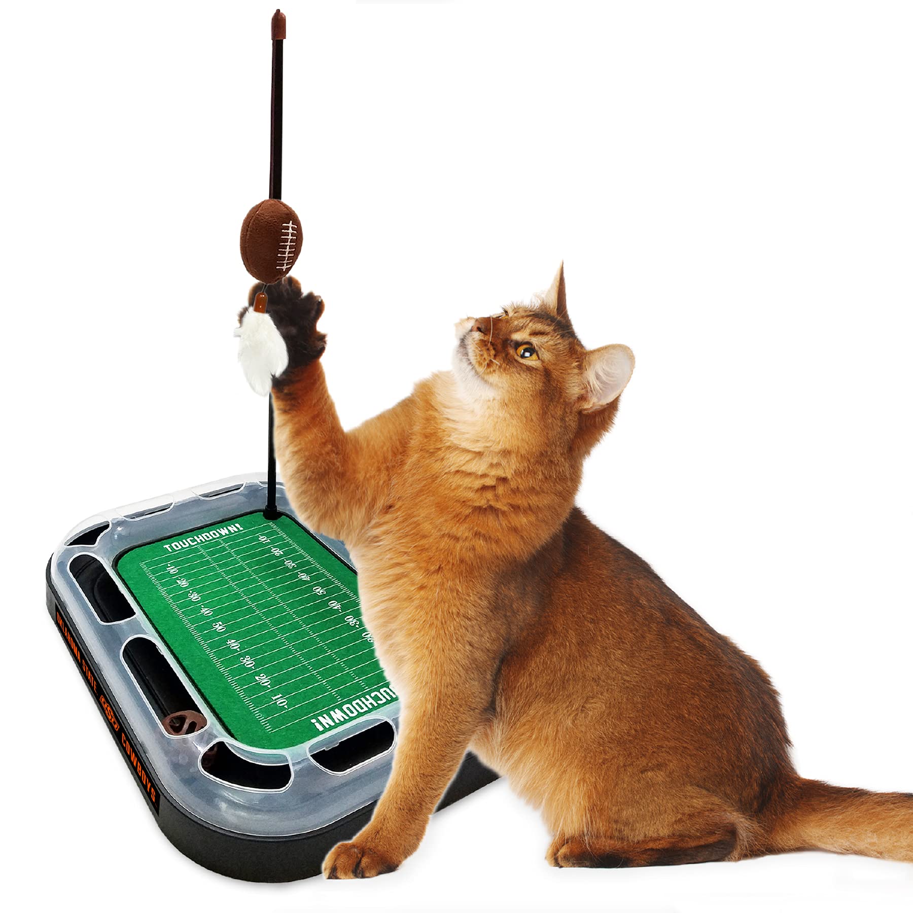 Premium 5-in-1 Interactive Cat Toy Set - Cat Scratcher with Ball Bell Track, Wand with Catnip Football & Feathers - Fun Playtime for Indoor Cats & Kittens - Perfect for Exercise, Hunting Instincts & Bonding