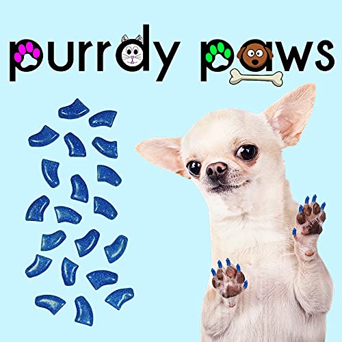 Blue Glitter Soft Nail Caps for Dogs - Jumbo Size Pet Nail Covers to Protect Floors & Furniture - Perfect for Indoor Pets, Grooming, and Puppy Training