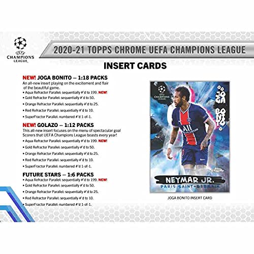 2020/21 Topps Chrome Champions League Soccer Hobby Box - Collectible Soccer Trading Cards for UEFA Champions League Fans - Perfect for Collectors, Investors, and Gift-Giving