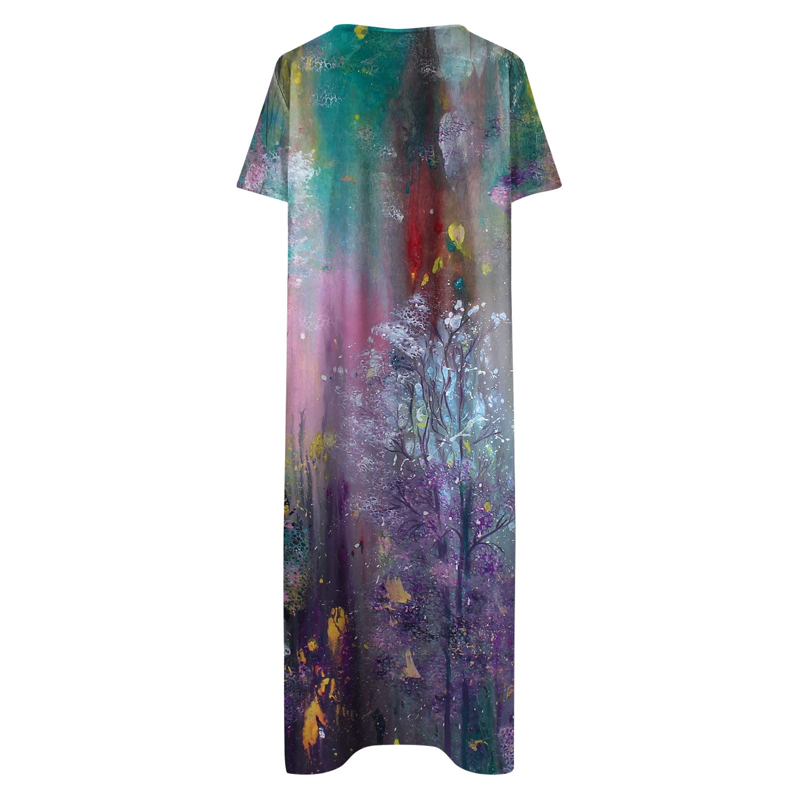 2023 Women's Summer Dresses - Casual V-Neck Button Down Short Sleeve Printed Swing Dress with Pockets | Trendy Tunic Activewear for Vacation, Cocktail Party, Work, Wedding & Formal Occasions