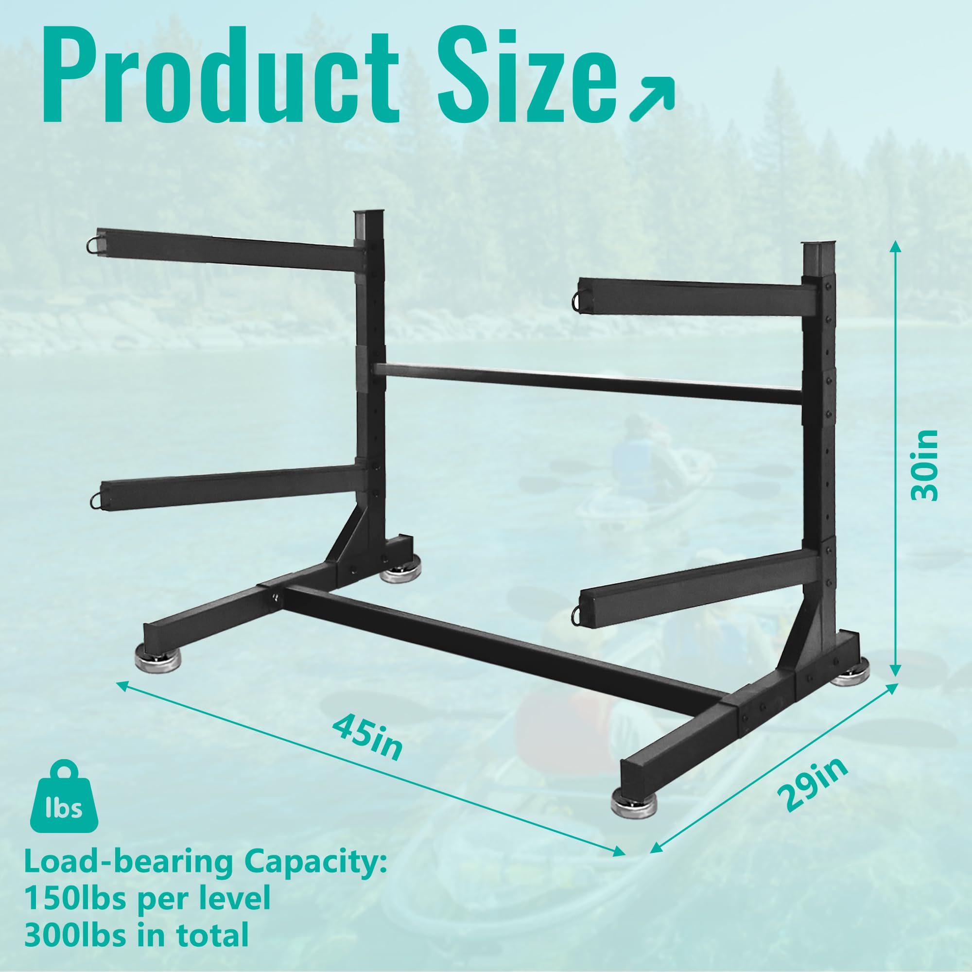 Heavy Duty 3-Tier/2-Tier Kayak Storage Rack - Freestanding Standup Paddleboard & Surfboard Organizer | Perfect for Garage, Backyard, or Dock Storage