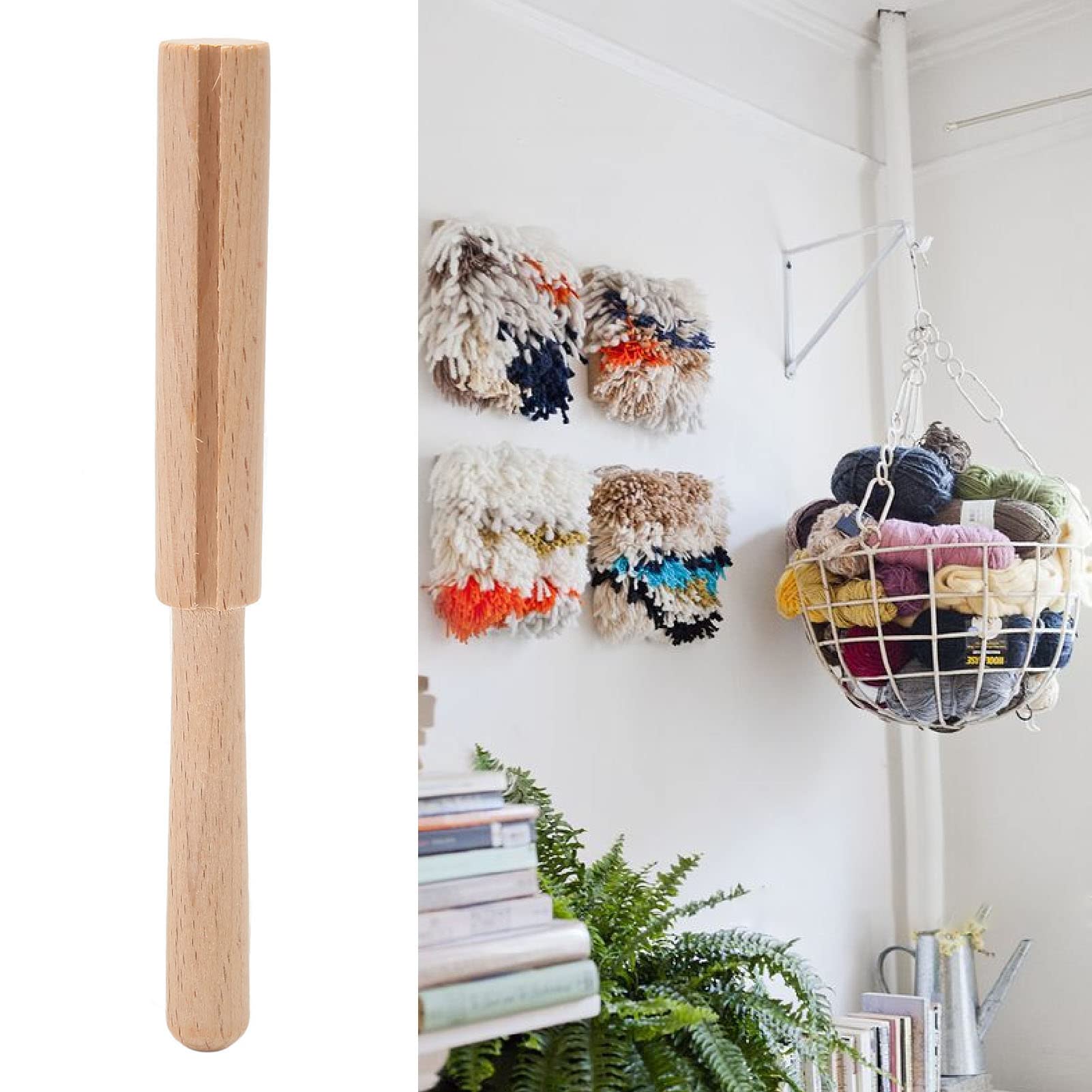 Premium Handcrafted Wooden Crochet Hook & Yarn Cutter Tool - Essential for Rug Tapestry Making, DIY Knitting Projects, and Crafting Accessories - Perfect for Home Decor, Gift Making, and Fiber Art Enthusiasts