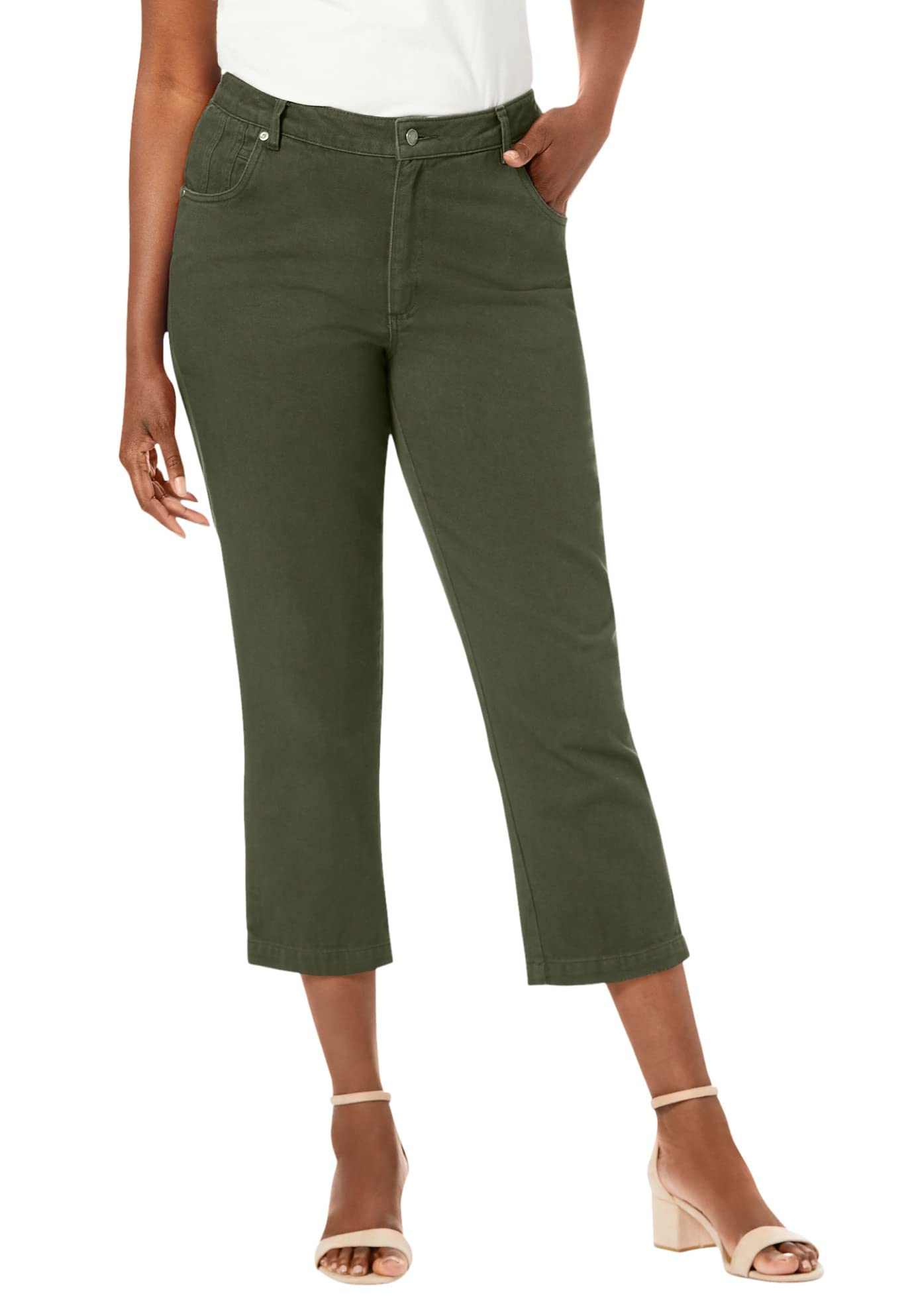 Jessica London Plus Size Denim Capri Pants for Women - Casual Summer Wear