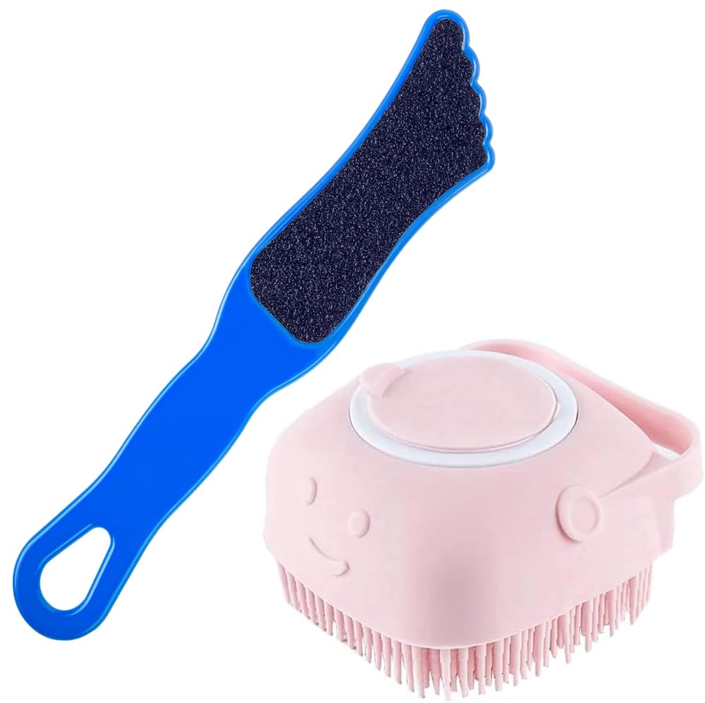 Exfoliating Body Scrubber with Soap Dispenser - Silicone Bath Brush for Women, Men, Kids & Pets - Soft Skin Exfoliator & Foot Scrubber - Multicolor Loofah (Pack of 1) - Perfect for Shower, Spa & Daily Skincare Routine