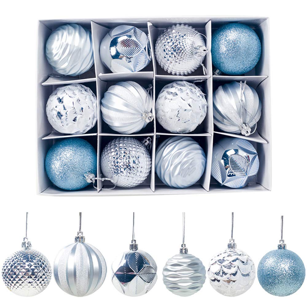 12 Pack Shatterproof Christmas Ball Ornaments - 60mm Blue Hanging Tree Decorations for Holiday, Wedding & Party (Indoor/Outdoor Use) - Perfect for Christmas Trees, Mantels, Wreaths and Festive Home Decor