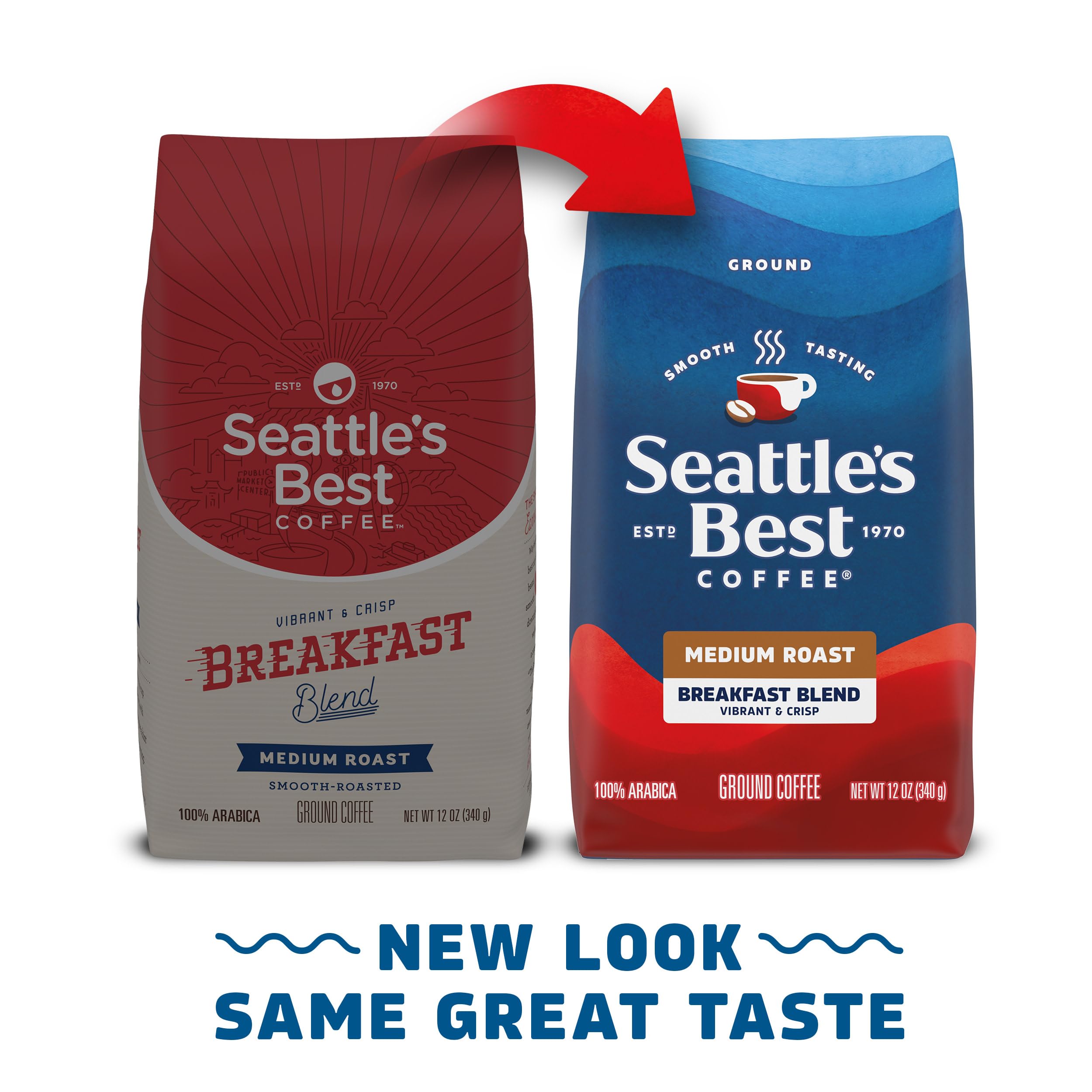 Seattle's Best Coffee Breakfast Blend Medium Roast Ground Coffee - 12oz (Pack of 6) | Premium Arabica Beans for Morning Brew, Office & Home Use | Smooth & Balanced Flavor for Coffee Lovers