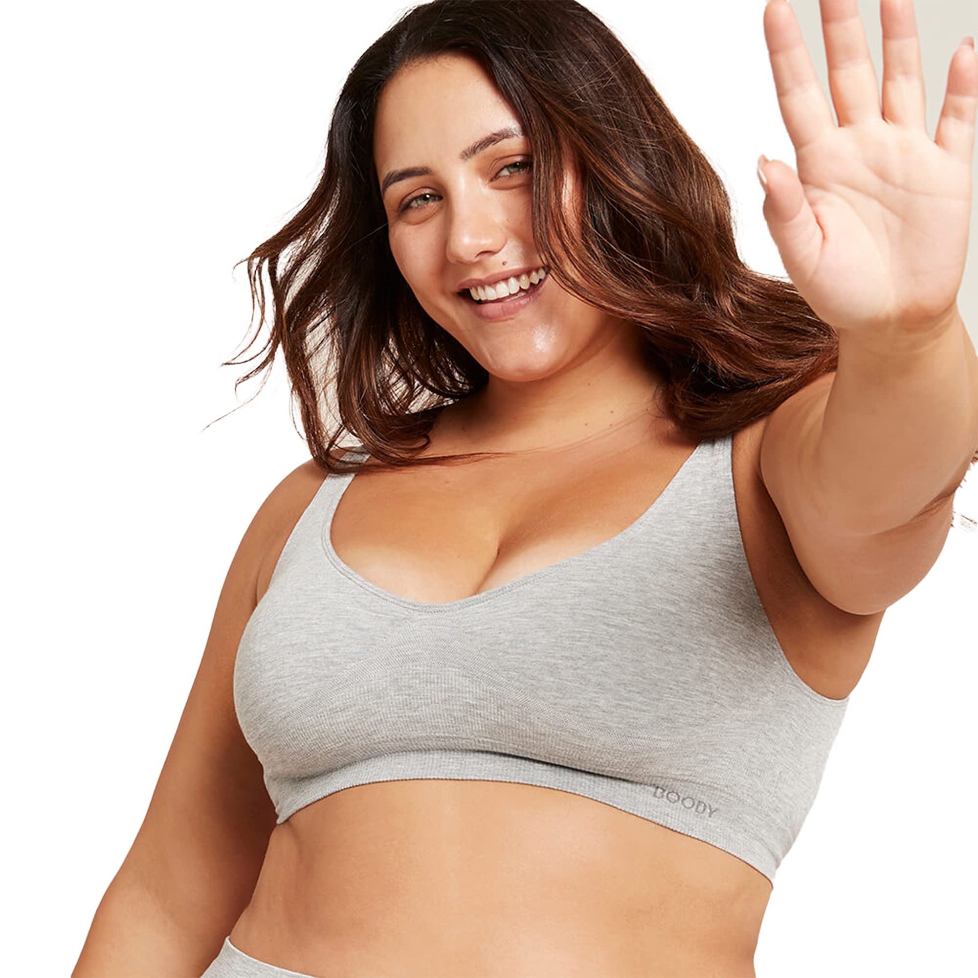 Boody Women's Padded Shaper Bra - Seamless Pullover Bra with Removable Padding & Support - Comfortable Bamboo Viscose Bralette for Everyday Wear - Light Gray Small - Perfect for Yoga, Work & Lounge Wear