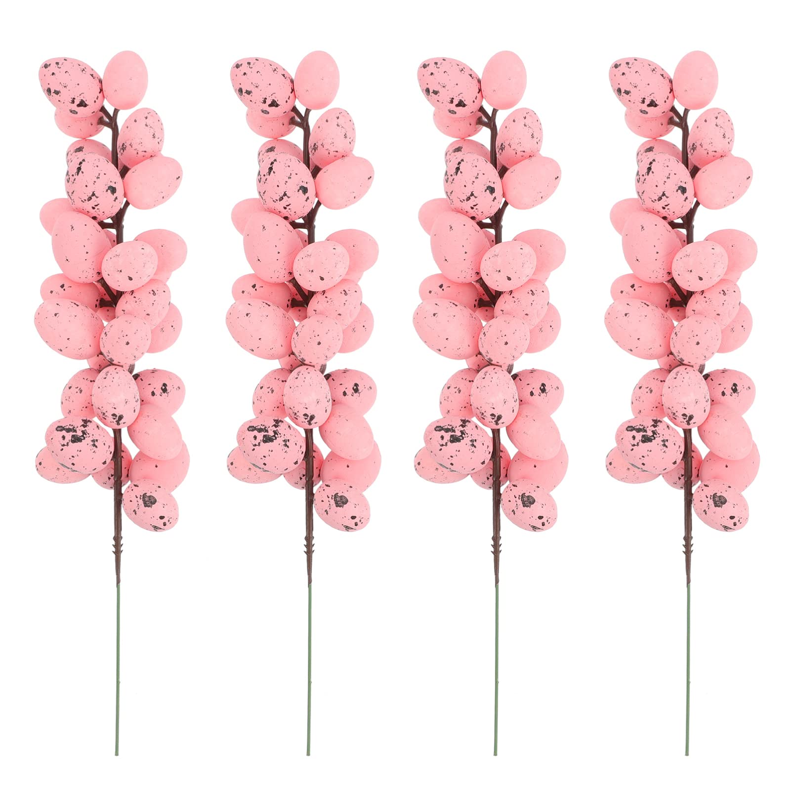 NUOBESTY 4pcs Easter Egg Skewers - Artificial Floral Egg Arrangement for Easter Decorations, Hanging Egg Centerpieces, Foam Dining Table Decor - Perfect for Easter Party Supplies, Spring Home Decor & Festive Table Settings (Pink)
