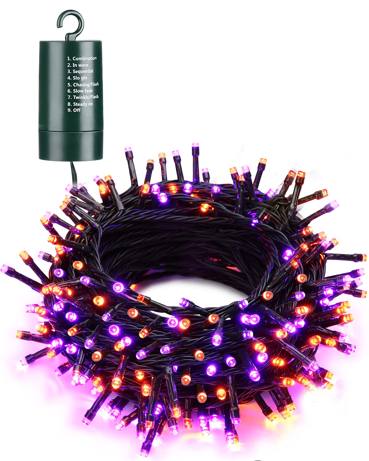 Flacchi Orange Purple Halloween String Lights - 67ft 200 LED Battery Operated Waterproof Fairy Lights with 8 Modes & Auto Timer for Indoor Outdoor Halloween Decorations, Home, Party, Holiday - Perfect for Porch, Yard, Garden, Christmas Tree, and Bedroom Decor
