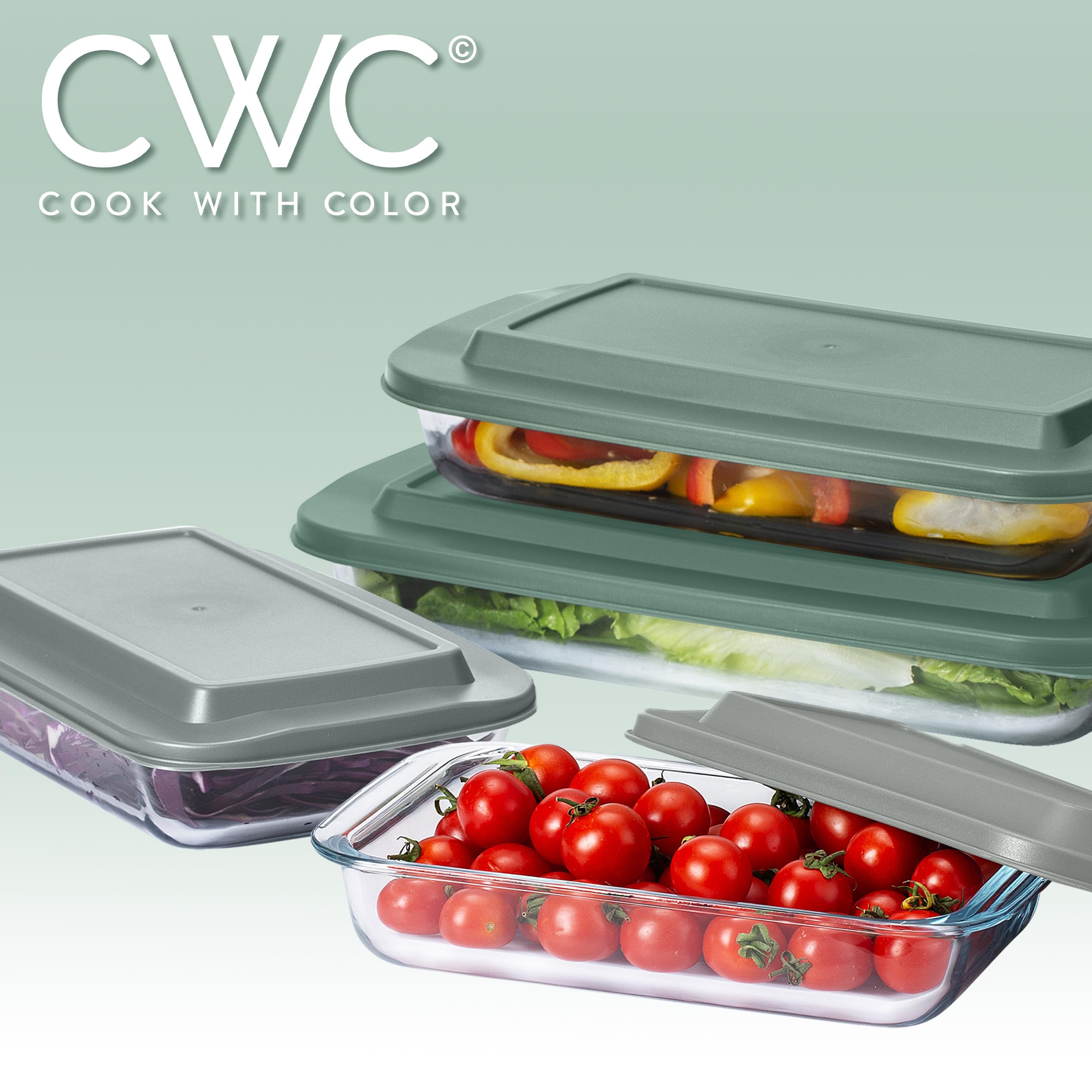 8-Piece Colorful Glass Baking Dish Set with Lids - Oven, Freezer & Microwave Safe Deep Casserole Dishes & Food Storage Containers - Perfect for Meal Prep, Leftovers & Holiday Cooking (Sage Green)