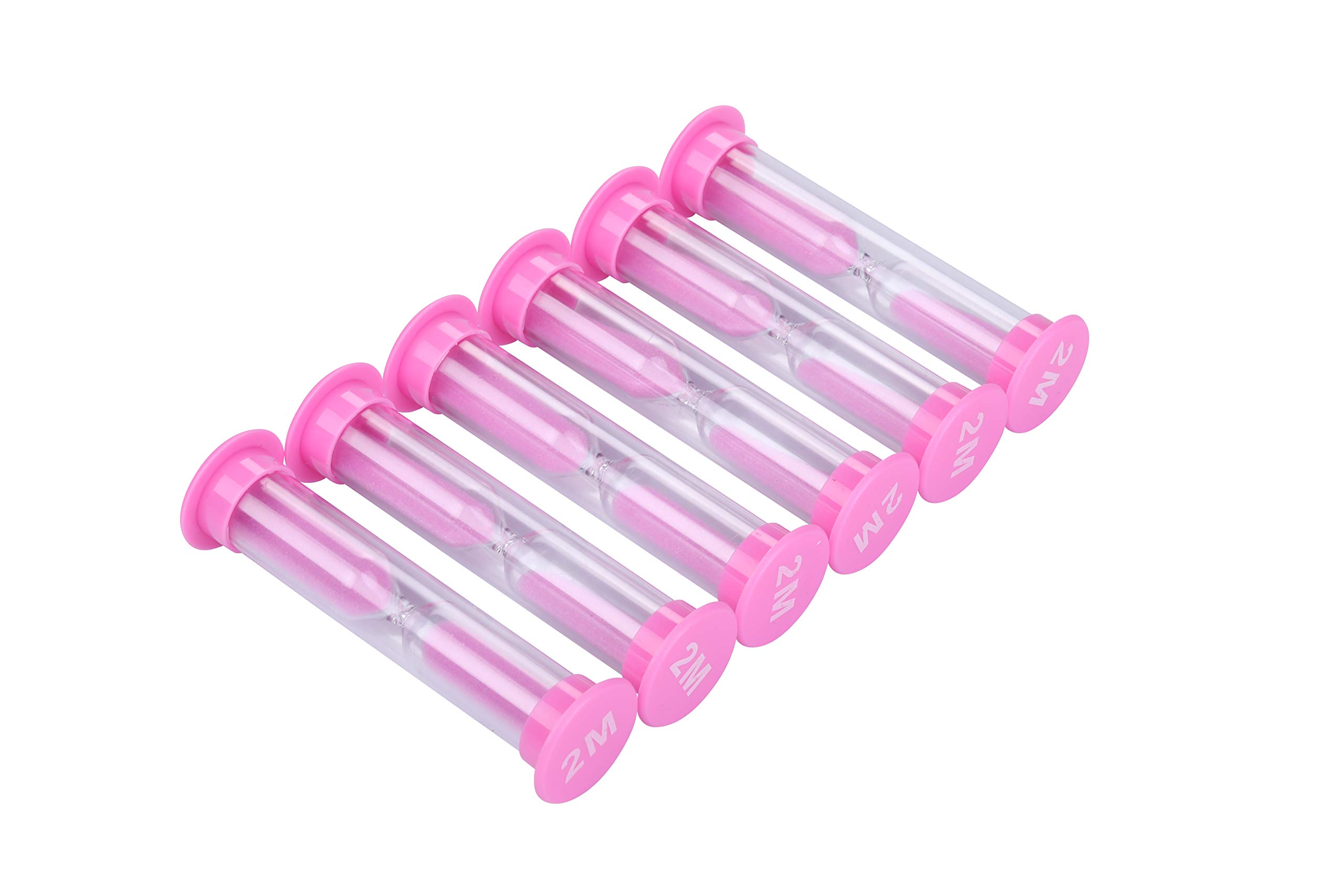 I-MART 6-Pack 2-Minute Plastic Sand Timer Hourglass - Pink Color for Kids Games, Classroom Activities, Board Games & Time Management (6 Pcs)