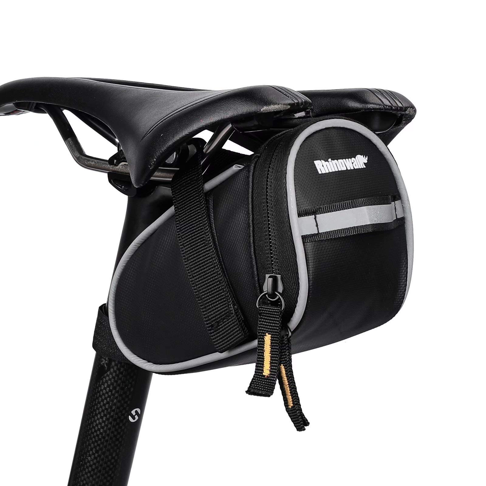 Rhinowalk Bike Saddle Bag - Waterproof Under Seat Storage Pack for Mountain & Road Bikes - Holds Repair Tools, Phone & Essentials - Reflective Strap for Night Cycling - Perfect for Commuting, Trail Riding & Long-Distance Tours
