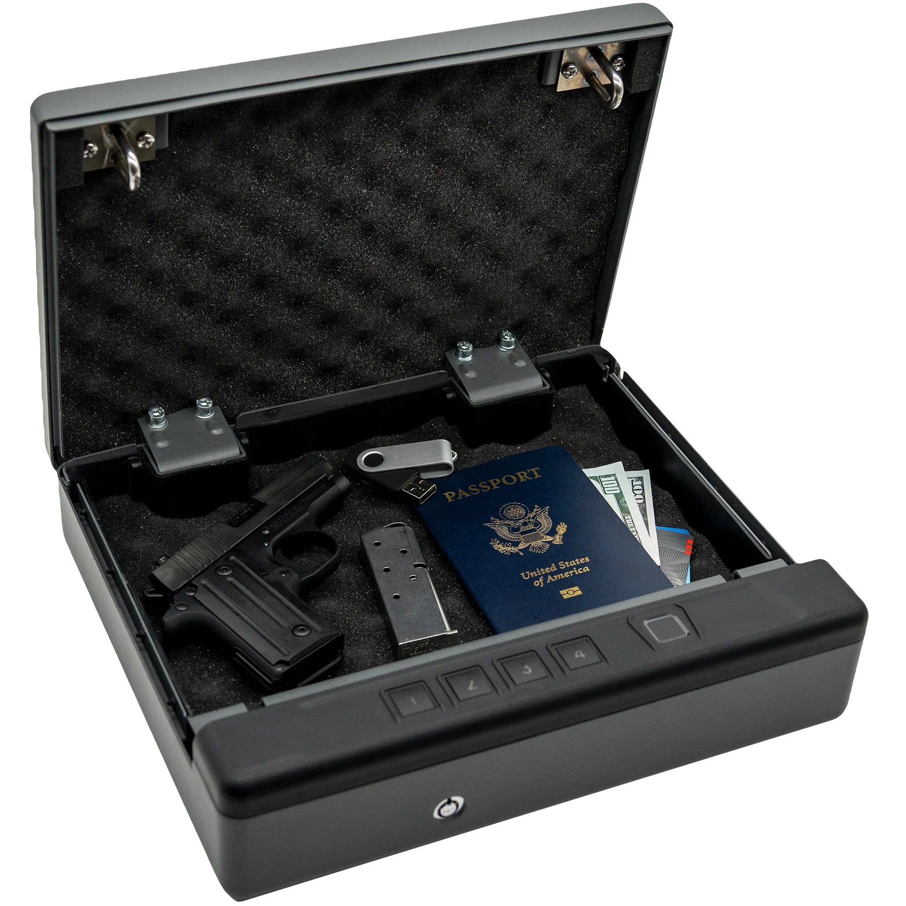 Liberty HDV 150X Biometric Gun Safe - Portable Pistol Safe with Fingerprint Lock - Perfect for Home, Car & Travel Security