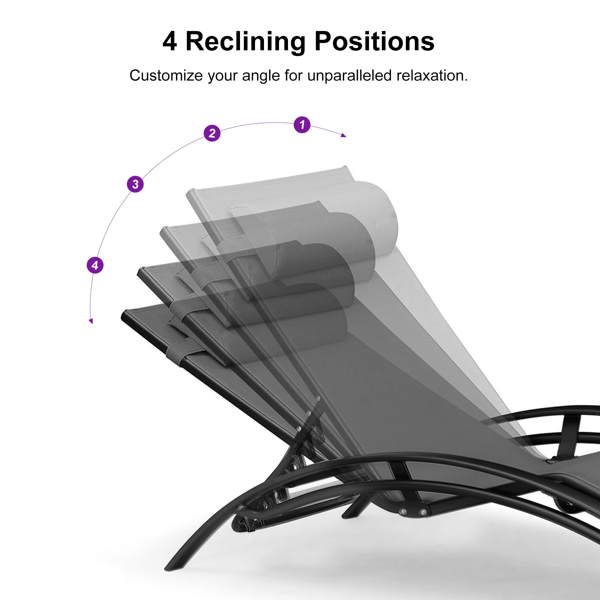 **PURPLE LEAF 3-Piece Outdoor Chaise Lounge Set - All-Weather Patio, Pool & Beach Sunbathing Chairs with Side Table - Perfect for Backyard, Lawn & Tanning (Black)**