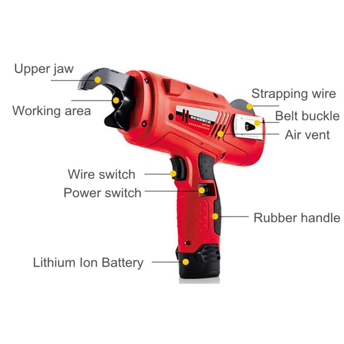 ELEOPTION Automatic Rebar Tying Machine - Electric Handheld Rechargeable Construction Tool with 5 Tying Wires (8-34mm Wire Capacity) - Perfect for Concrete Reinforcement, Steel Bar Binding & DIY Building Projects