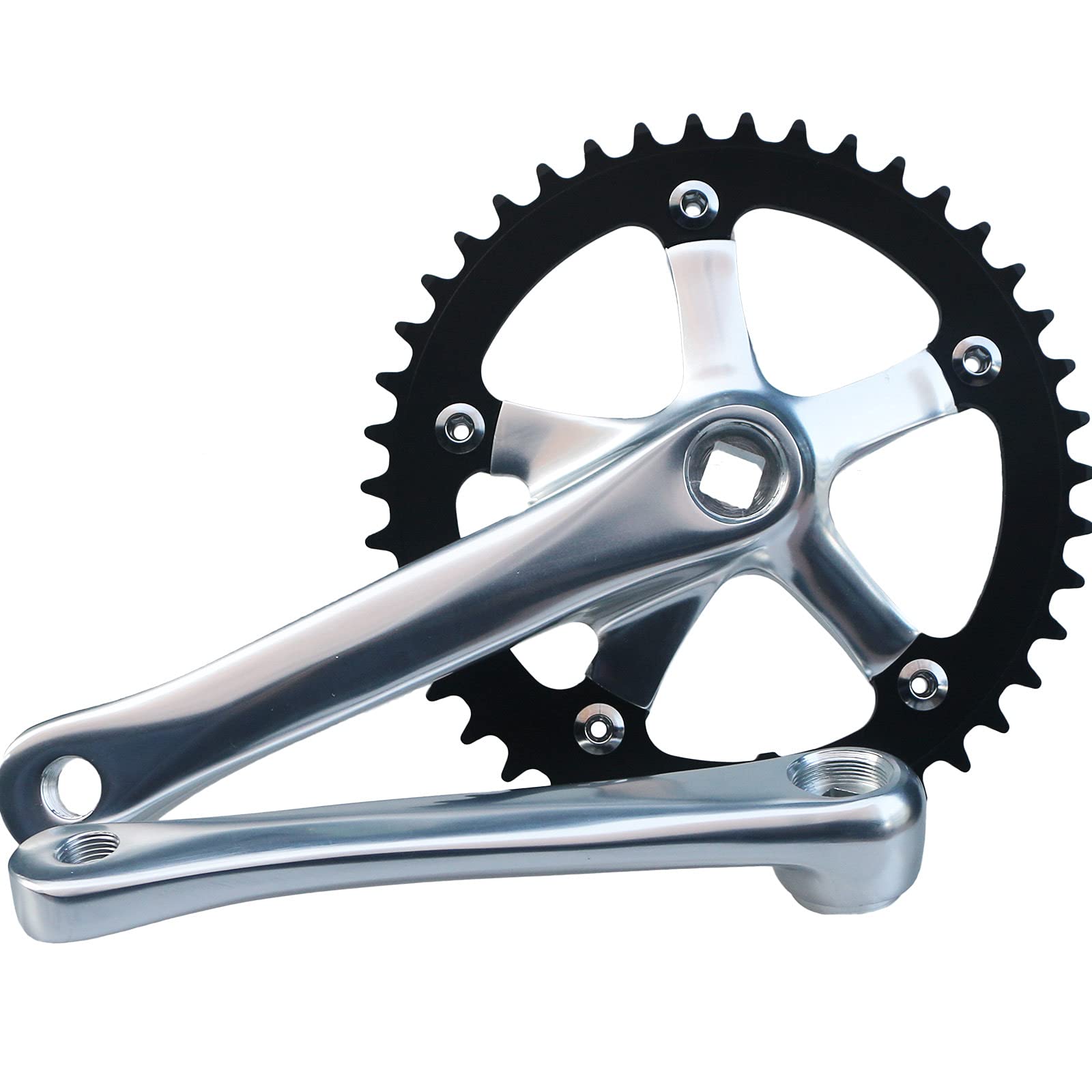 44T 130BCD Aluminum Bike Crankset for Single Speed & Fixed Gear Bicycles - 165mm Square Taper Folding Bike Crank Set with Chain Ring - Perfect for Urban Commuting & Fixed Gear Bike Upgrades