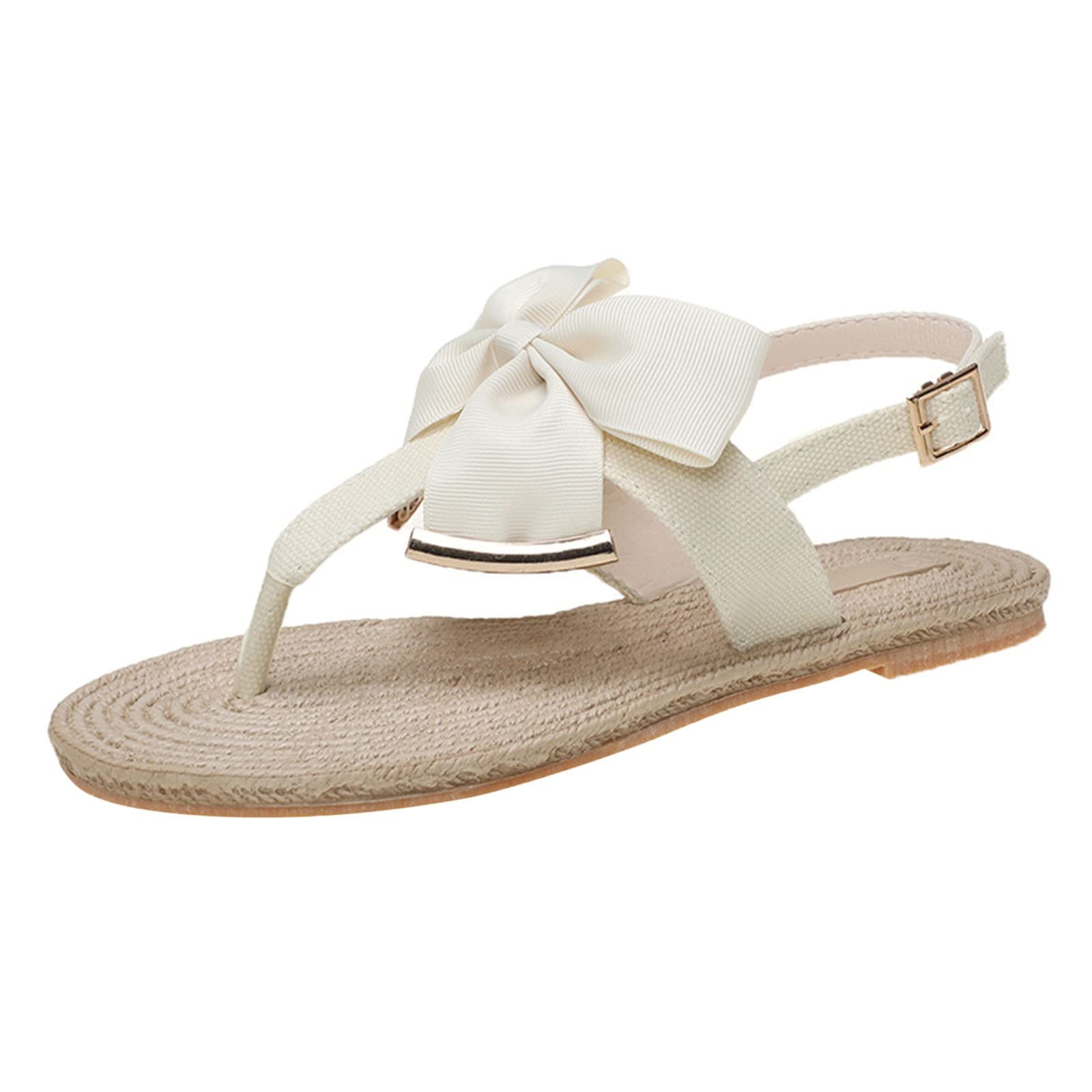 Women's Fashion Sandals - Breathable Strap Thong Sandals with Bow Design for Summer, Beach & Casual Wear - Comfortable Flat Ladies Sandals for Outdoor Activities, Vacation & Daily Use