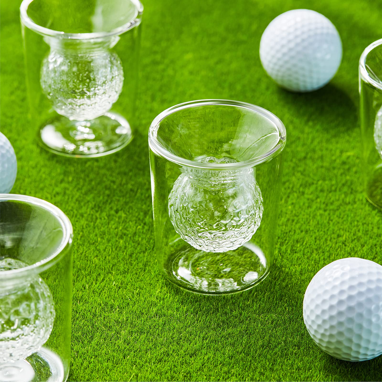 Premium Golf Whiskey Decanter Set with 4 Golf Ball Shot Glasses - 750ml Glass Liquor Dispenser for Bourbon, Scotch, Vodka & Tequila - Unique Golf Gifts for Men - Perfect for Father's Day, Birthday & Golf-Themed Parties