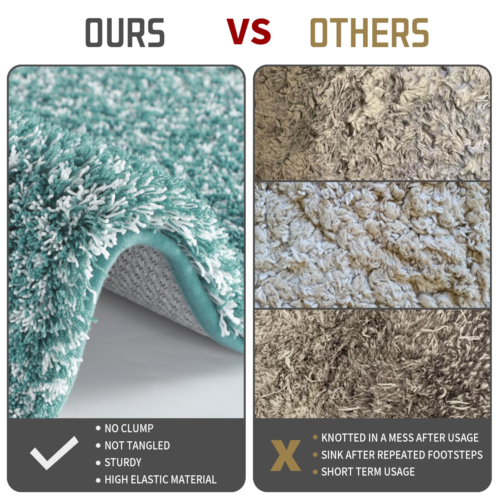 Yimobra Ultra Soft Bath Rugs 32x20 Inch - Non-Slip, Water Absorbent Shower Mats for Bathroom Floor & Tub - Plush Microfiber Bath Mat Machine Washable (Teal & White) - Perfect for Spa-Like Comfort and Safety