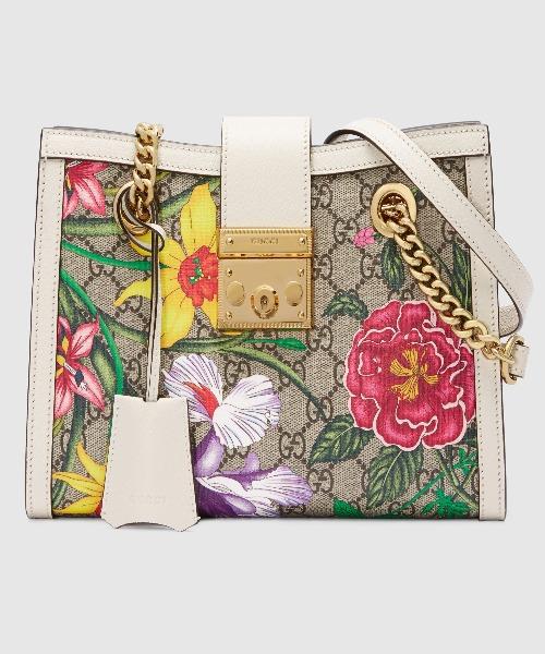 Gucci Padlock Small Shoulder Bag in White Flora Print - Luxury Crossbody Purse for Women, Perfect for Date Night & Evening Events