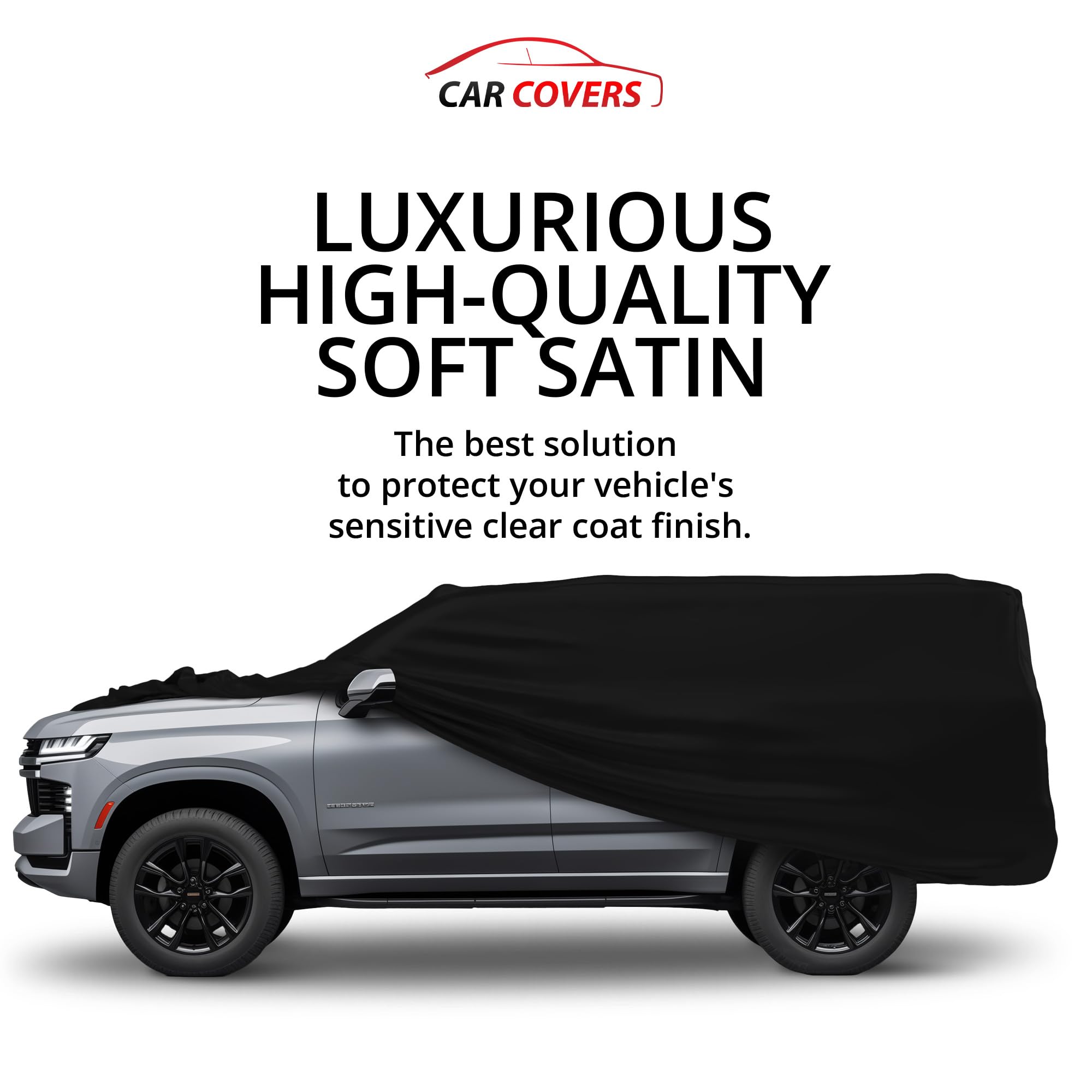 Scratch-Resistant Indoor Car Cover for Chevrolet 2020 Tahoe SUV - Black Satin Ultra Soft Material with Warranty | Perfect for Garage Storage & Vehicle Protection