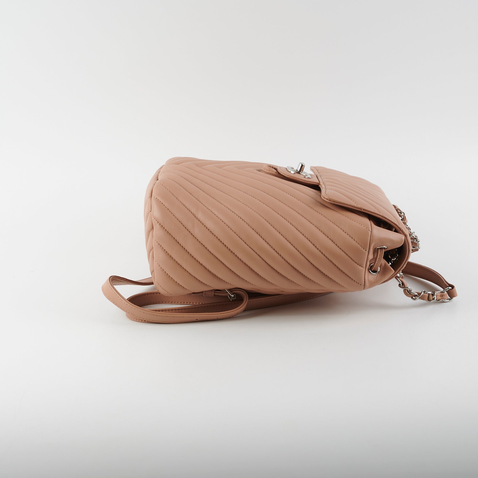 Chanel Calfskin Chevron Small Urban Spirit Backpack in Nude - Luxury Designer Backpack for Women, Perfect for Work, Travel & Everyday Use