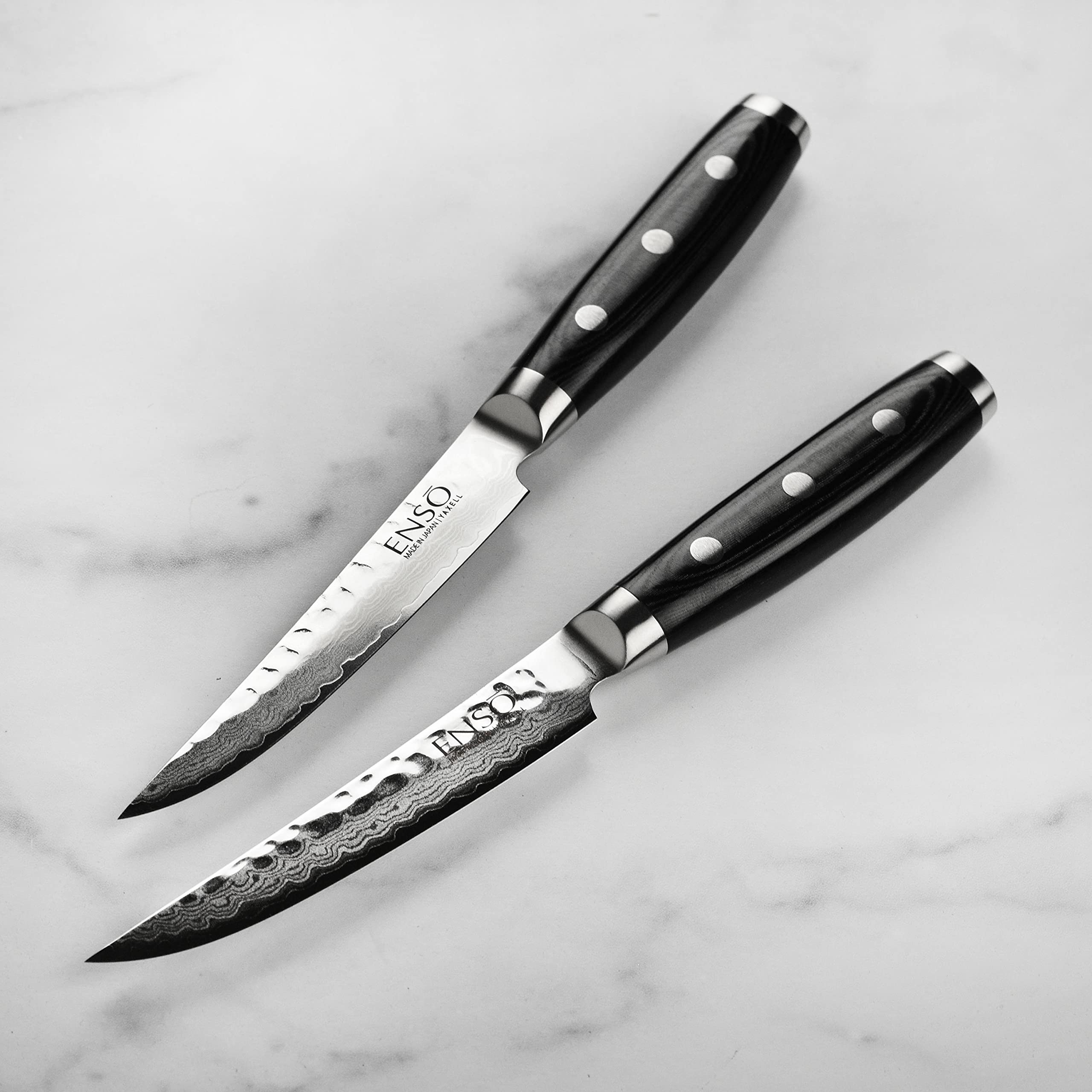 Premium Enso HD 2-Piece Steak Knife Set - Razor Sharp Japanese Steel Blades for Perfect Steak Cutting | Ideal for Dinner Parties, BBQ & Gourmet Home Cooking