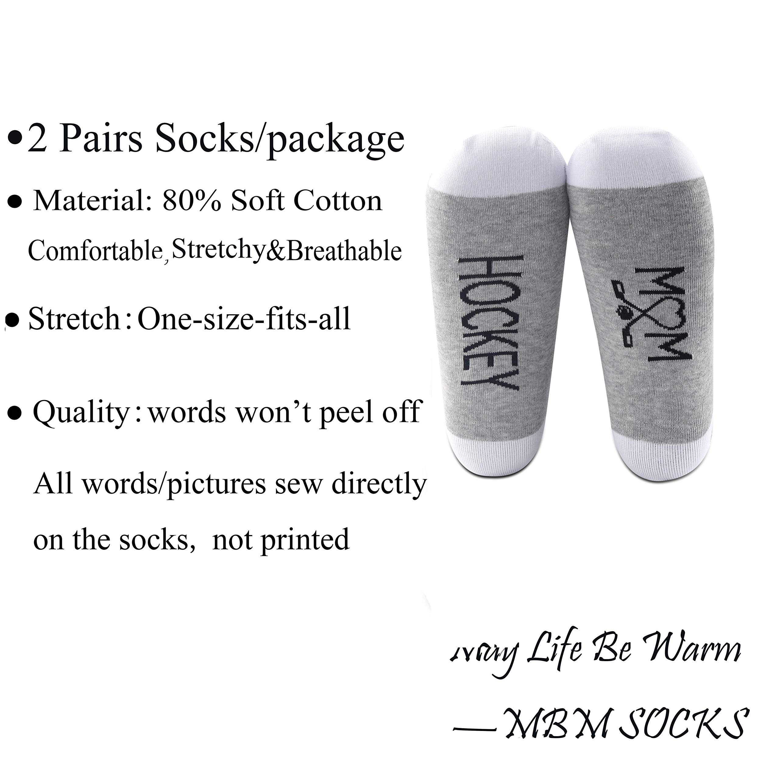 MBMSO 2 Pairs Hockey Mom Socks - Funny Hockey Player Gifts for Women & Moms - Novelty Sports Socks for Hockey Lovers - Perfect for Games, Practices & Team Spirit