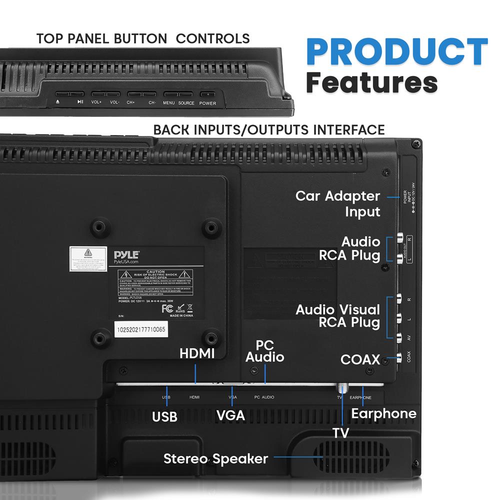 15.6 Inch LED RV Digital TV - Full HD 1080p Flat Screen Monitor with HDMI & USB Ports for Campers, Motorhomes, and Travel Trailers - Perfect for Road Trips and Outdoor Adventures